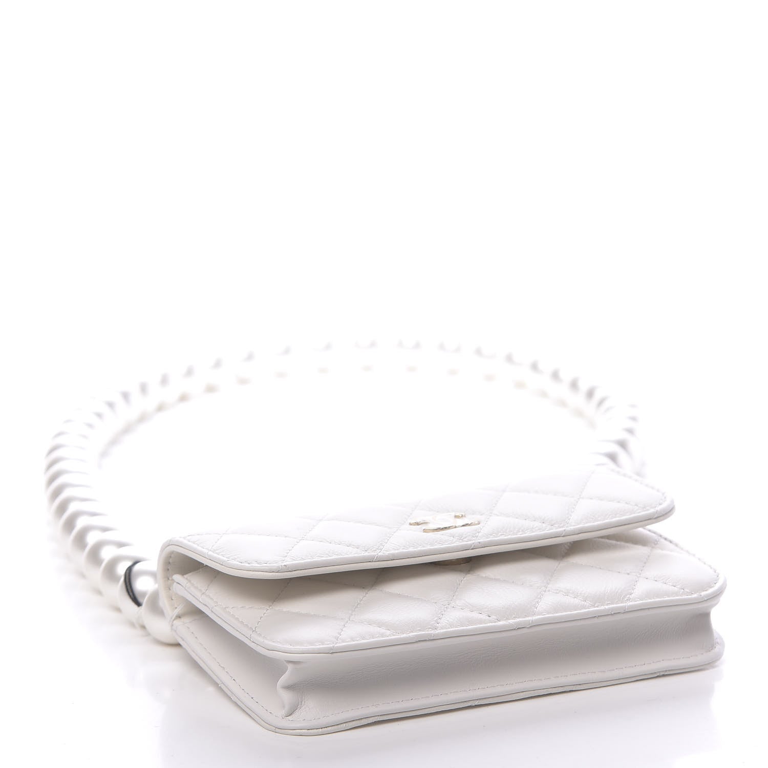 Chanel Calfskin Quilted Pearl Clutch With Chain White 4 of 12