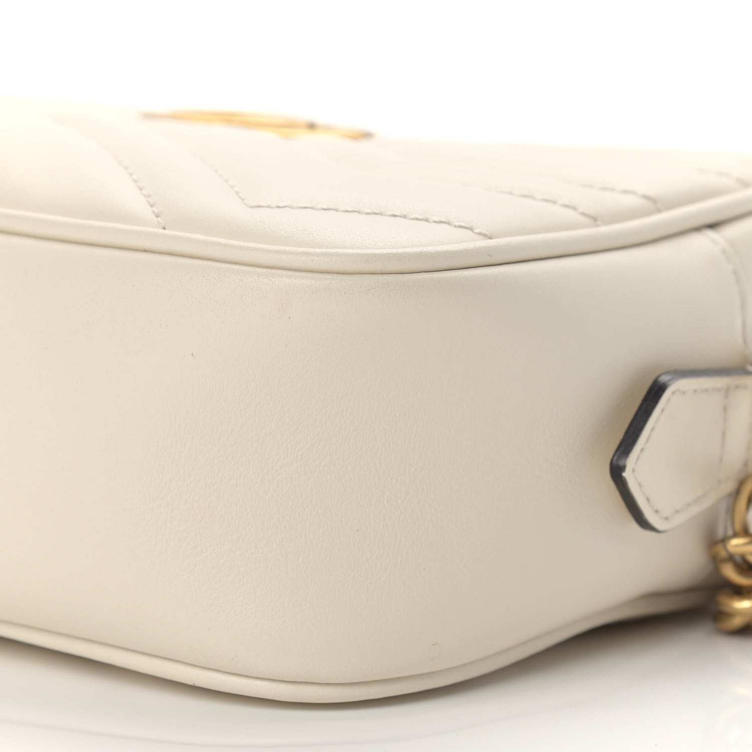 Gucci Calfskin Matelasse Mini GG Marmont Chain Shoulder Bag White 10 of 12
