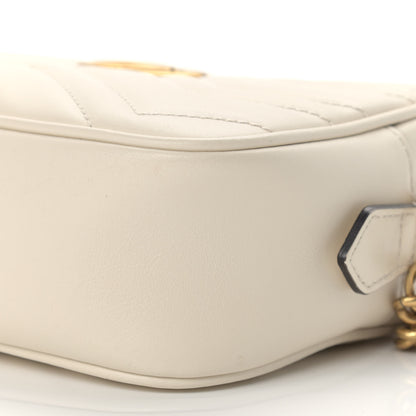 Gucci Calfskin Matelasse Mini GG Marmont Chain Shoulder Bag White 10 of 12