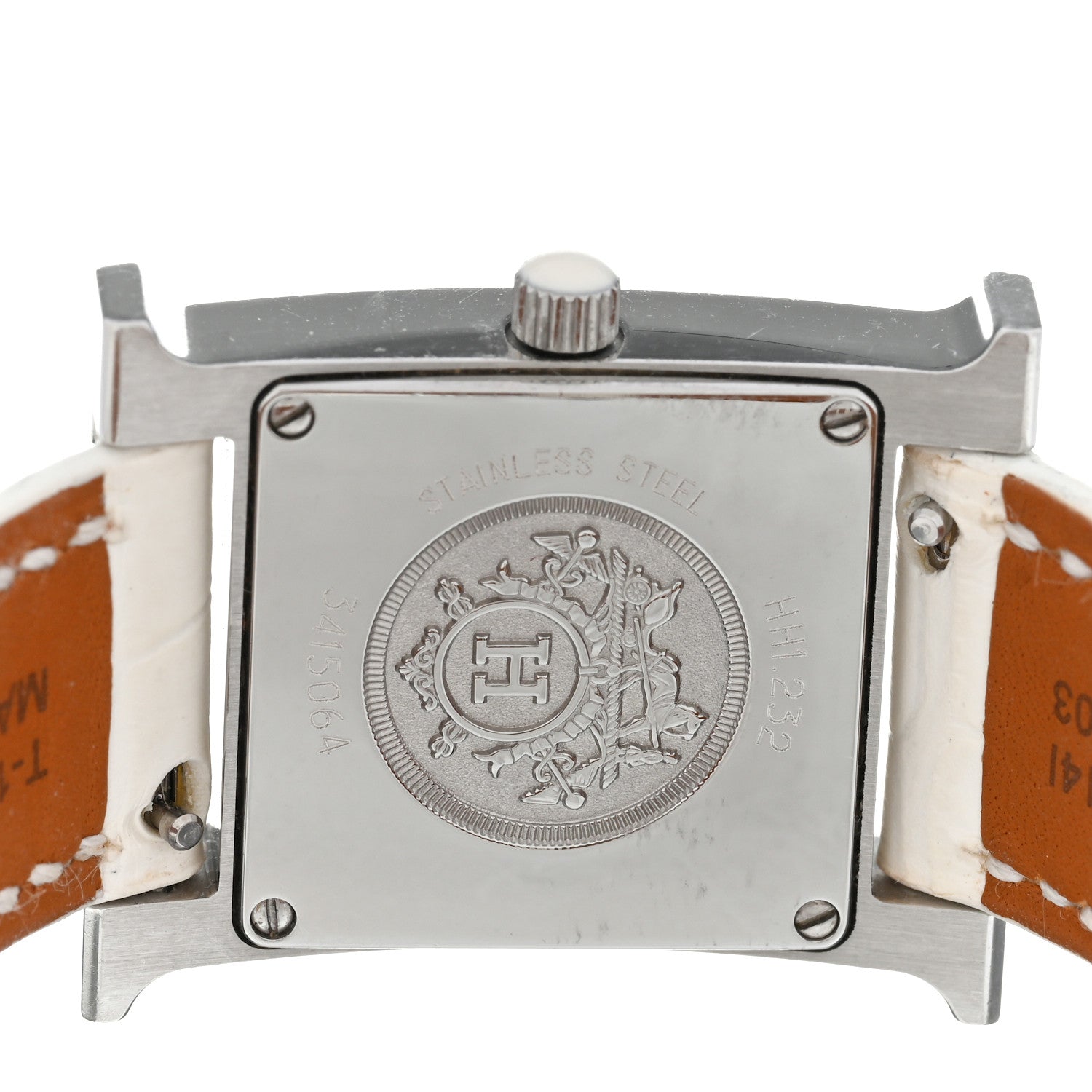 Hermes Stainless Steel Alligator Diamond Bezel Lacquer 21mm Heure