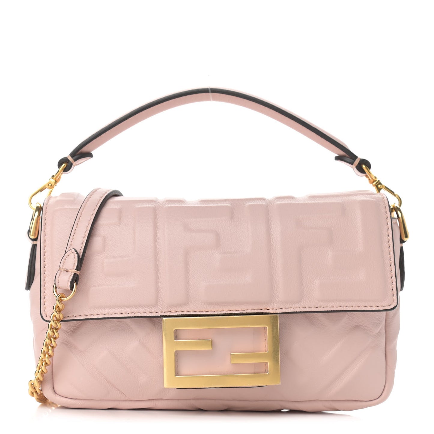 Nappa FF 1974 Embossed Mini Baguette Rosa Quarzo