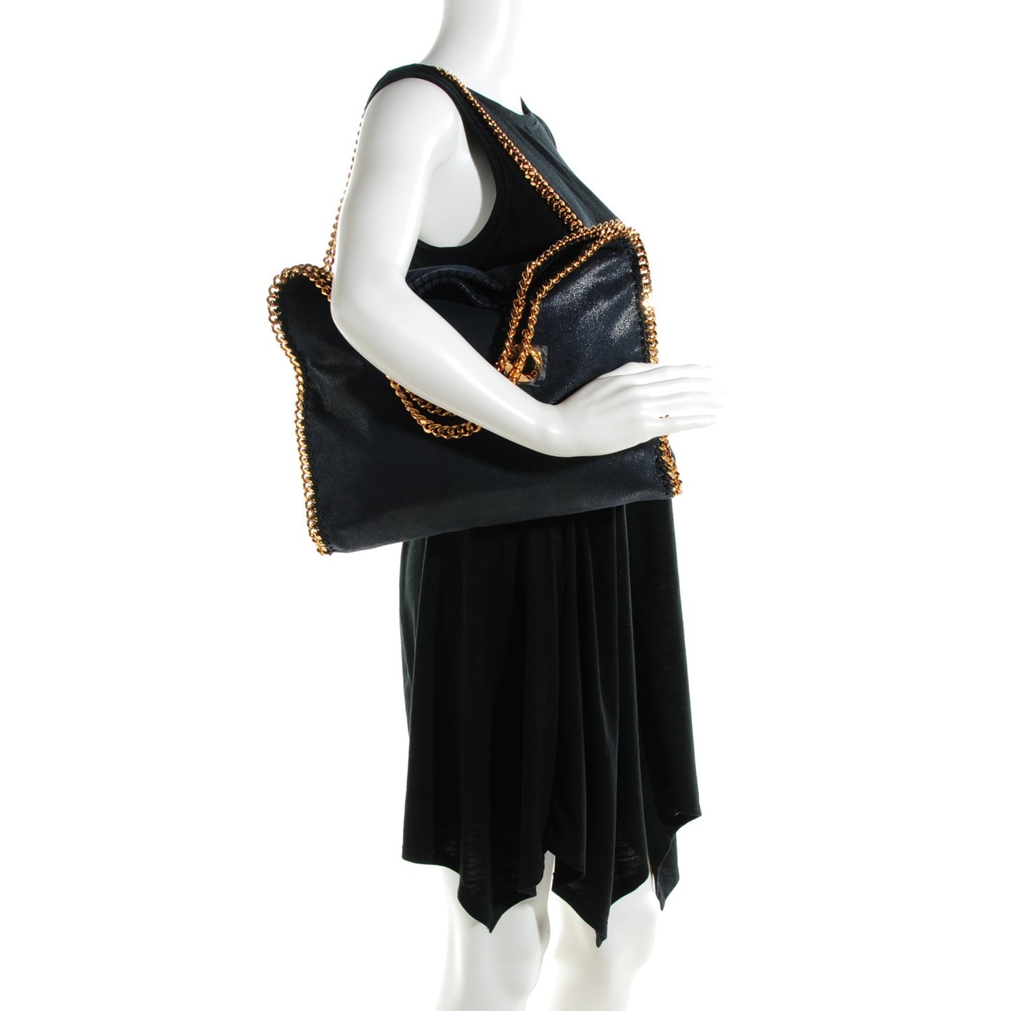 Shaggy Deer Falabella Fold Over Tote Navy