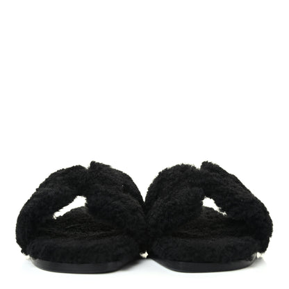 Hermes Woolskin Oran Sandals 36 Black 2 of 4