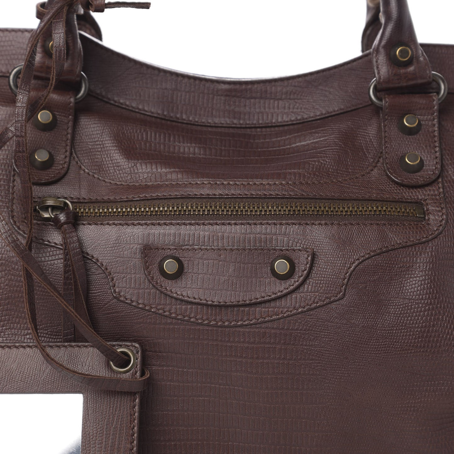 Agneau Classic Hardware Lizard Embossed City Castagna