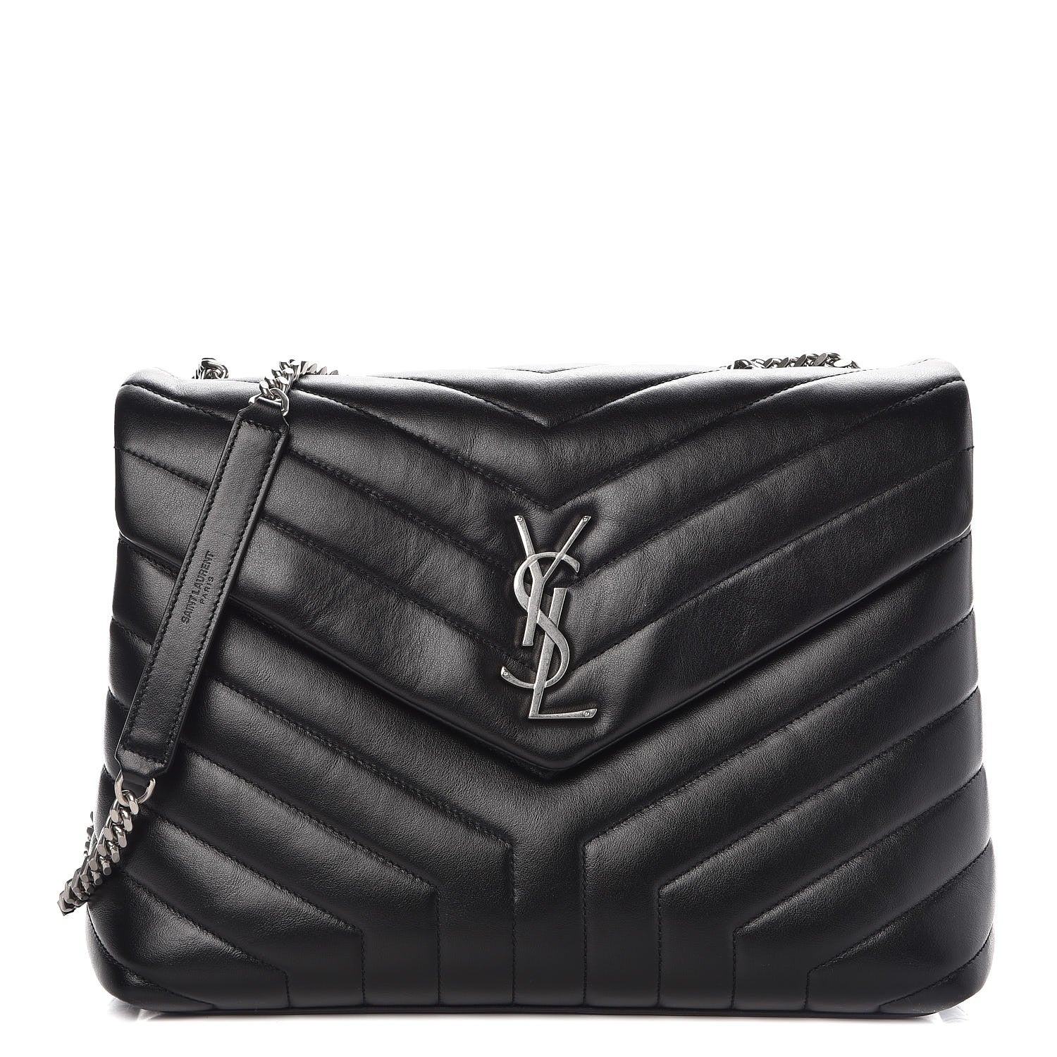 Saint Laurent Calfskin Y Quilted Monogram Medium Loulou Chain Satchel Black 1 of 10