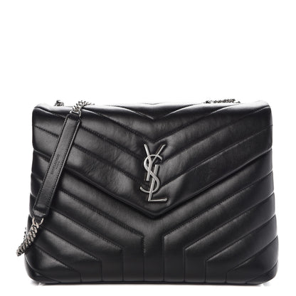 Saint Laurent Calfskin Y Quilted Monogram Medium Loulou Chain Satchel Black 1 of 10