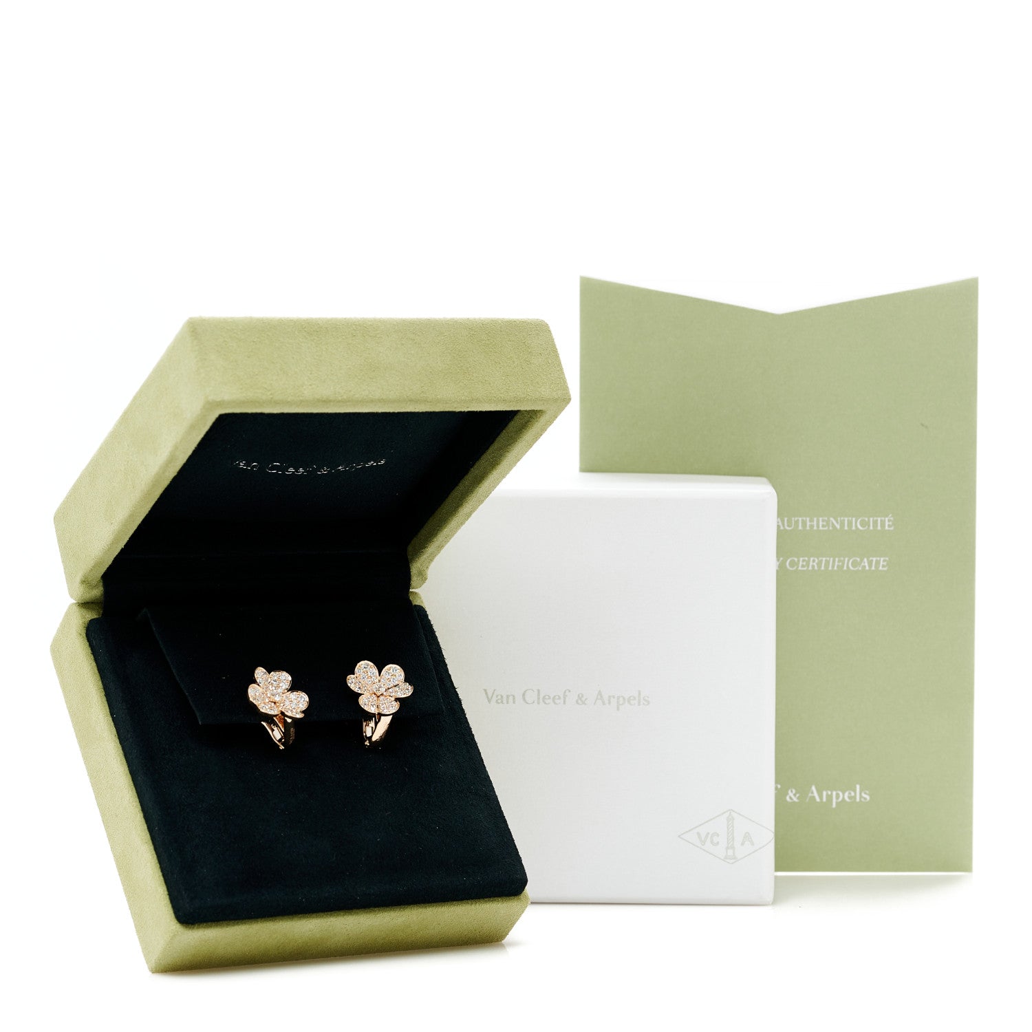 Van Cleef & Arpels 18K Rose Gold Diamond Small Frivole Pave Earrings 5 of 5