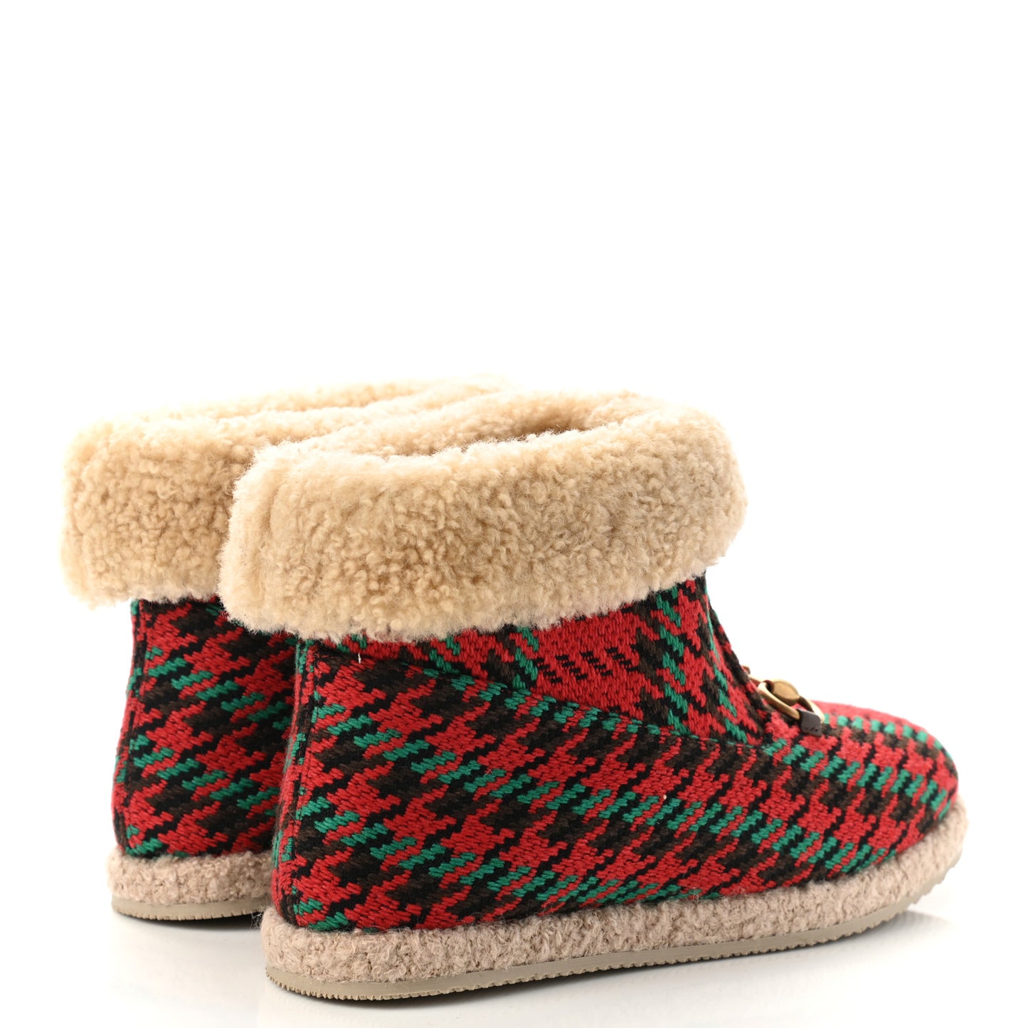 Tweed Wool Houndstooth Womens Fria Horsebit Ankle Boots 38.5 Red Green Multicolor New Acero Butterscotch