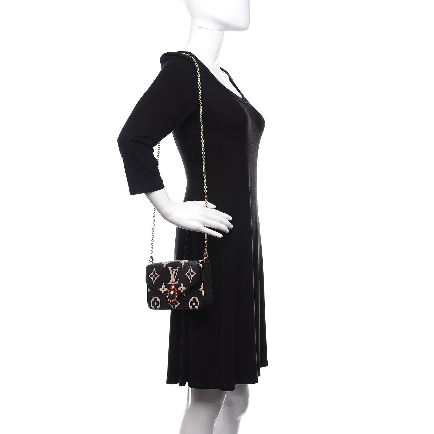 Louis Vuitton Empreinte Monogram Giant Crafty Pochette Felicie Black Creme 2 of 10