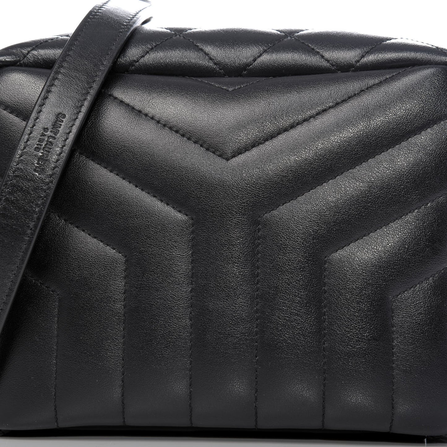 Calfskin Y Quilted Monogram Small Loulou Bowling Bag Black