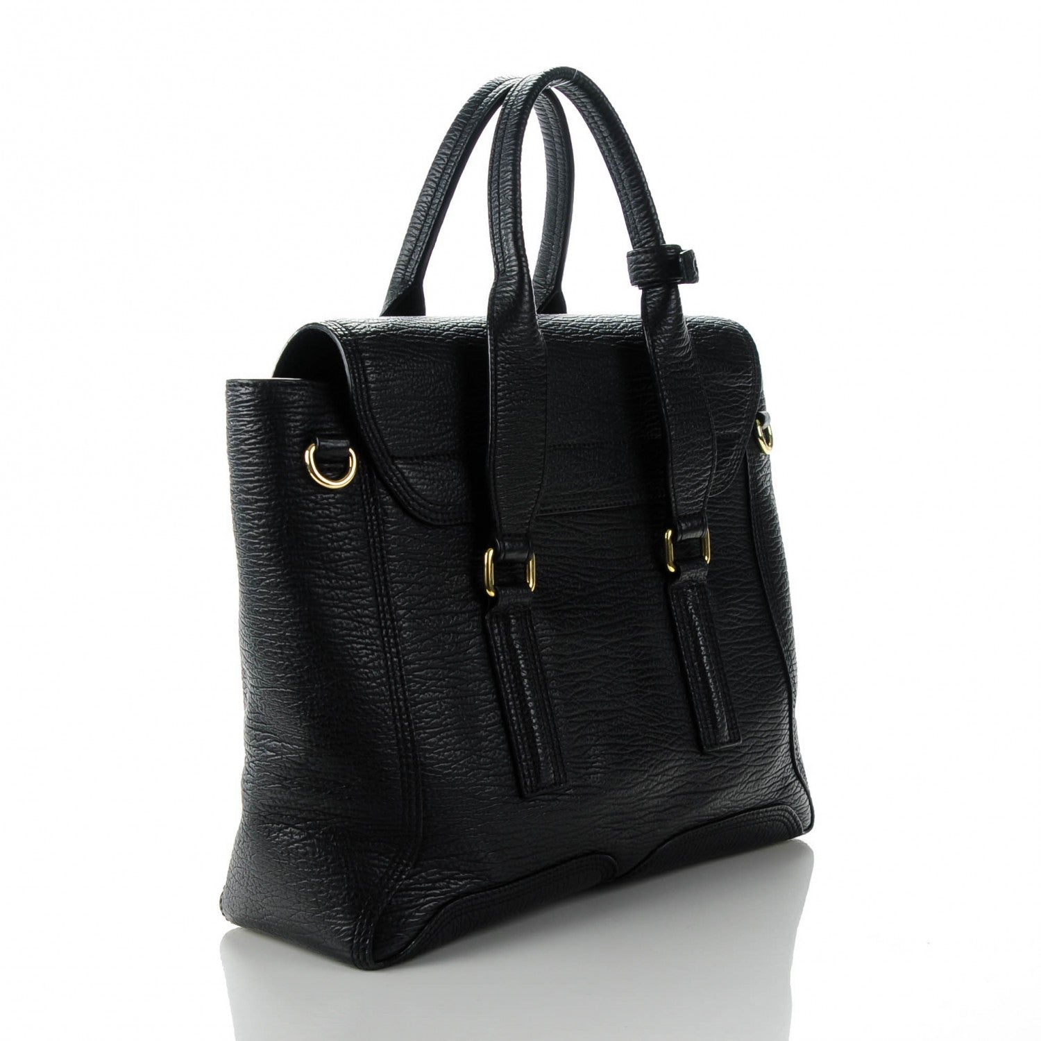 3.1 Phillip Lim 3.1 Textured Calfskin Medium Pashli Satchel Black 3 of 8