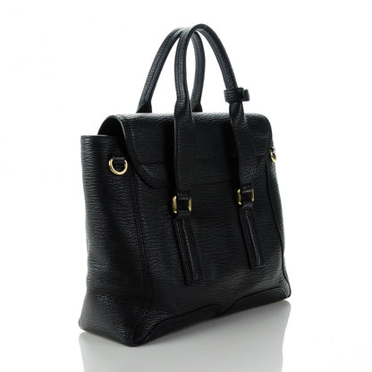 3.1 Phillip Lim 3.1 Textured Calfskin Medium Pashli Satchel Black 3 of 8