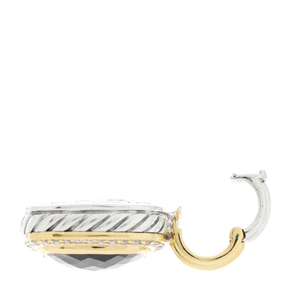 David Yurman Sterling Silver 18K Yellow Gold Diamond Smoky Quartz 14mm Albion Enhancer Pendant 4 of 4