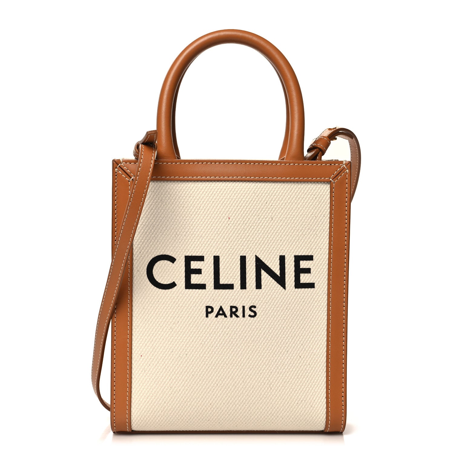 Celine Canvas Calfskin Mini Vertical Cabas Natural Tan 1 of 10