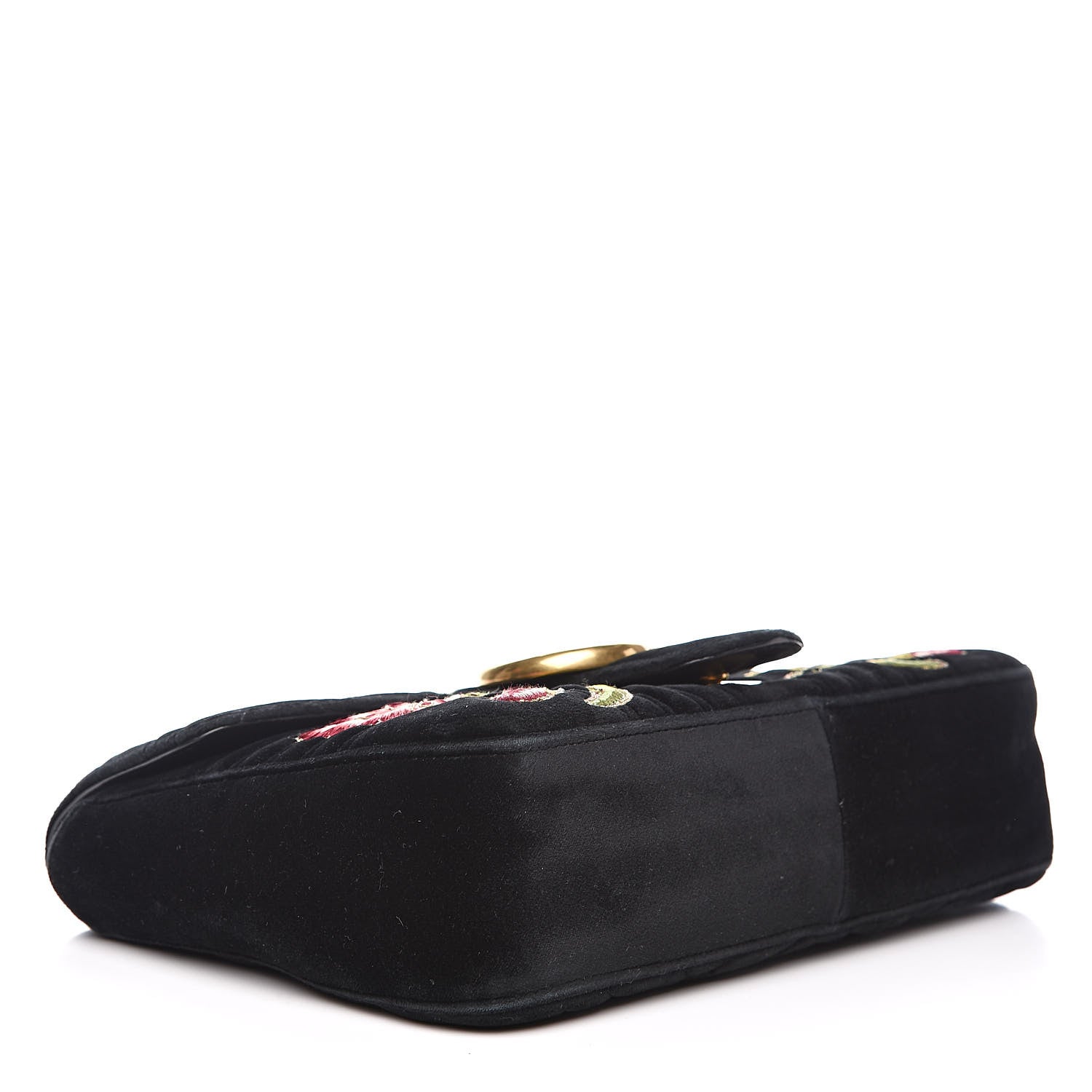 Gucci Velvet Matelasse Loved Embroidered Medium GG Marmont Shoulder Bag Black 4 of 14