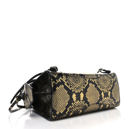 Balenciaga Grained Calfskin Snake Effect Neo Classic Silver Hardware Mini City Gold Black 4 of 9