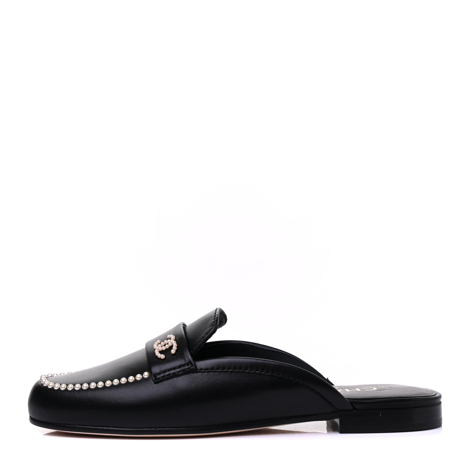 Chanel Calfskin Pearl CC Mules 37 Black 1 of 12
