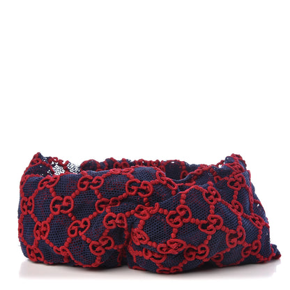 Gucci Cotton Embroidered GG Blend Headband M Blue Red 1 of 5