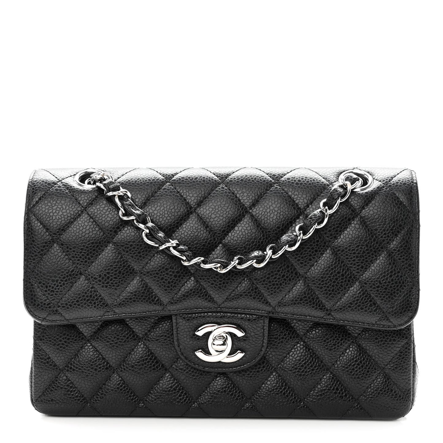 Caviar Quilted Small Double Flap Black