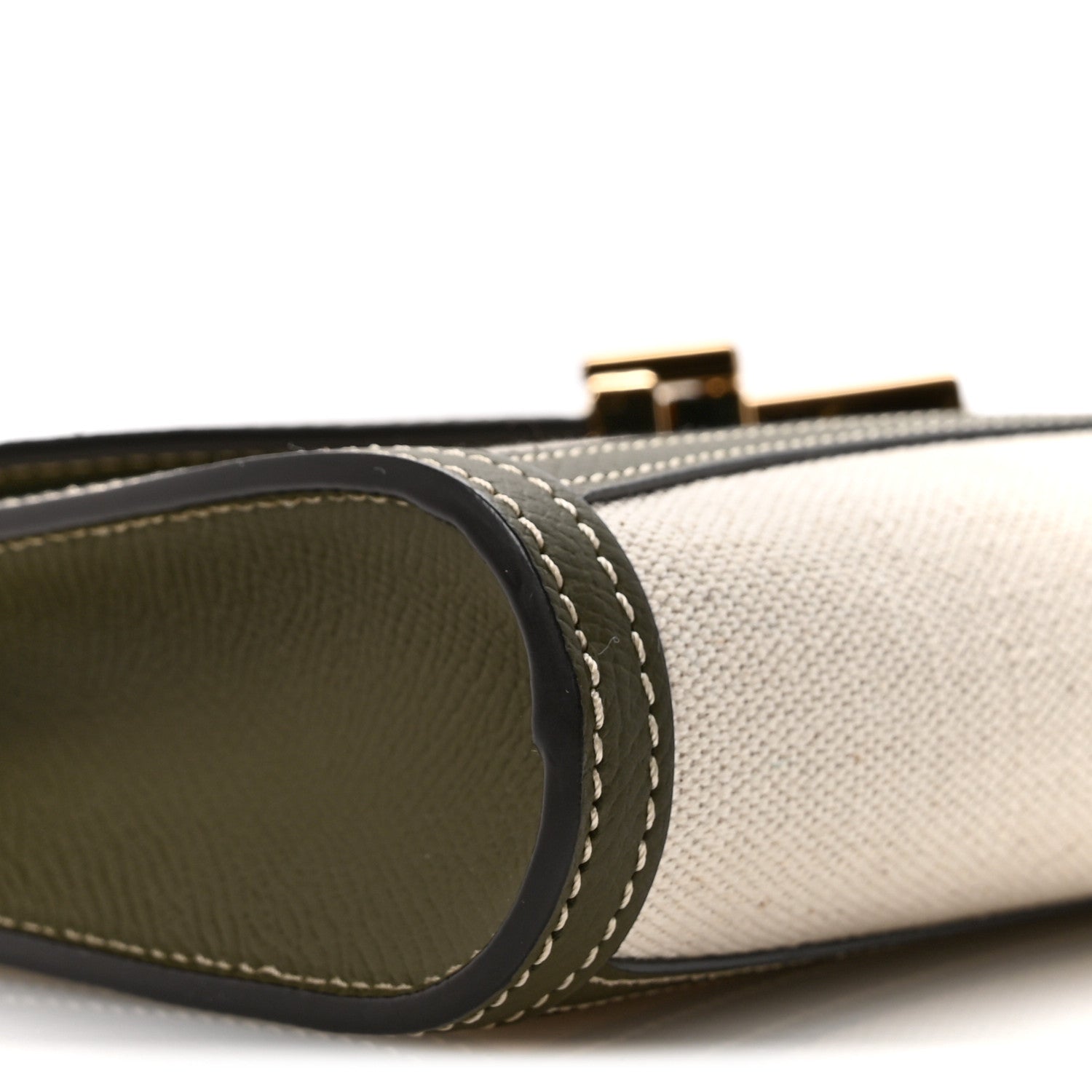 Moynat Cotton Canvas Linen Calfskin Gabrielle Clutch Olive Green 9 of 11