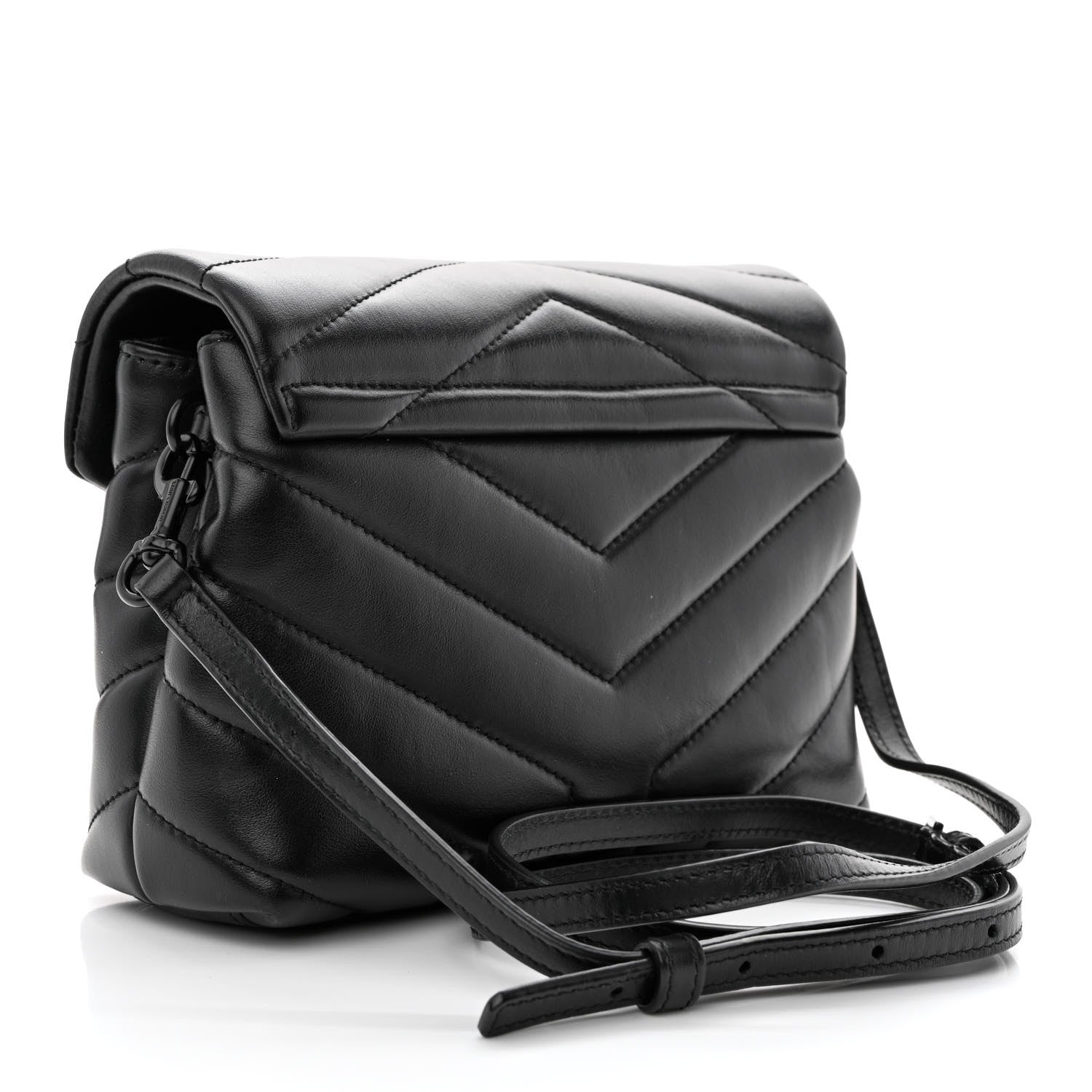 Saint Laurent Calfskin Y Quilted Monogram Monochrome Toy Loulou Crossbody Bag Black 3 of 10
