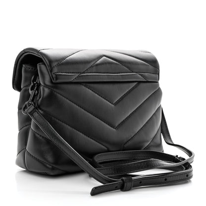 Saint Laurent Calfskin Y Quilted Monogram Monochrome Toy Loulou Crossbody Bag Black 3 of 10