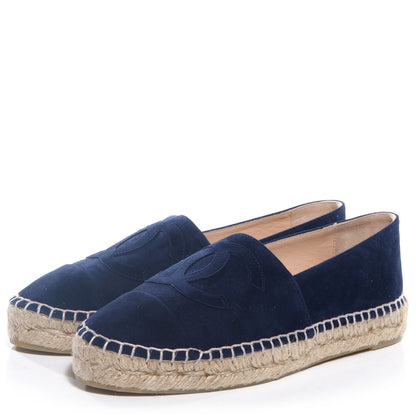 Chanel Suede Double Sole Espadrilles Navy Blue 38 3 of 8