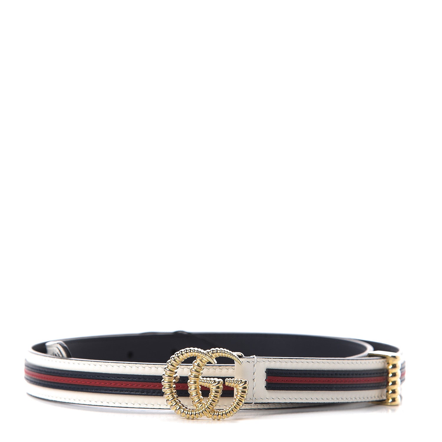 Gucci Calfskin Torchon Double G 20mm Belt 80 32 Off White Blue Red 1 of 5