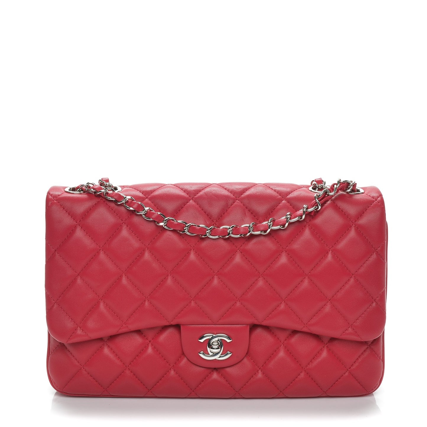 Lambskin Quilted Jumbo Chanel 3 Flap Dark Pink