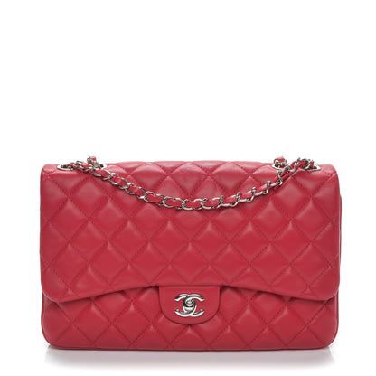 Chanel Lambskin Quilted Jumbo Chanel 3 Flap Dark Pink 1 of 7