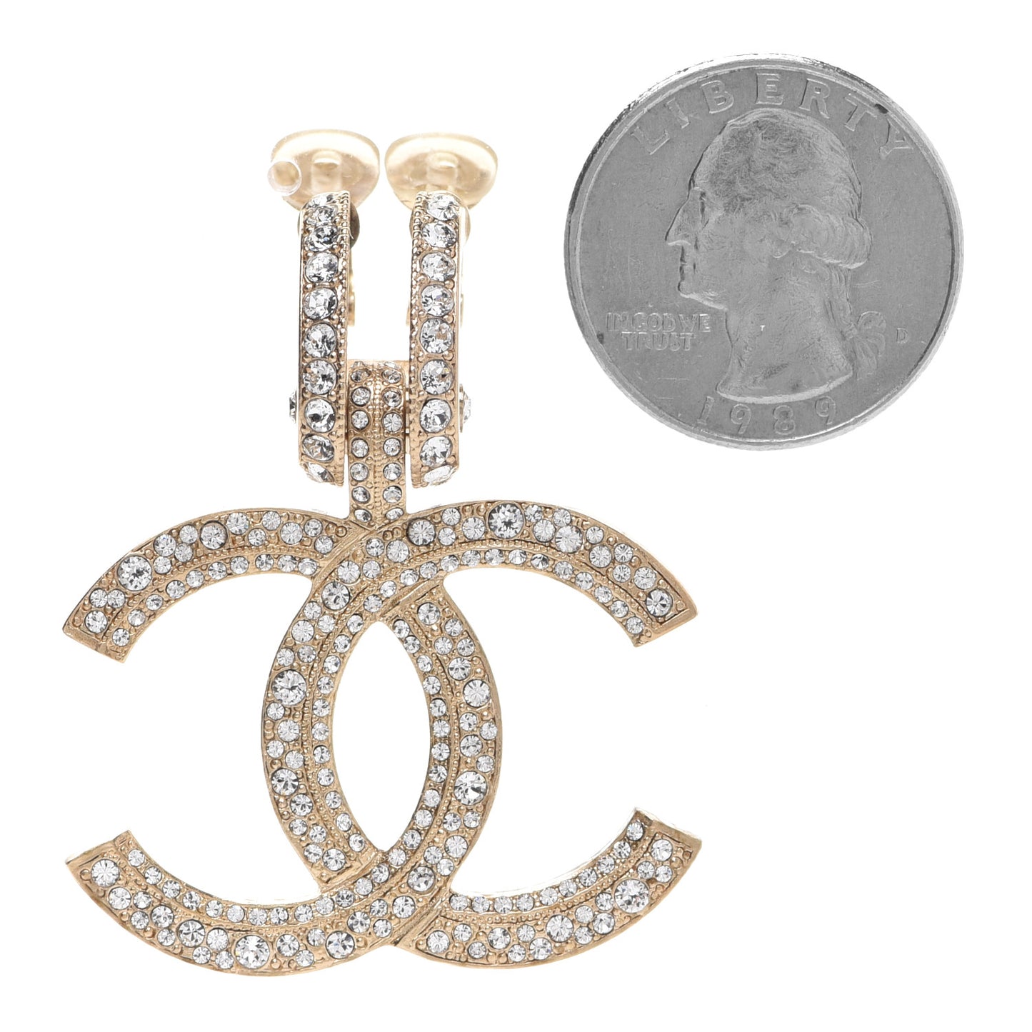Crystal CC Single Clip On Earring Gold