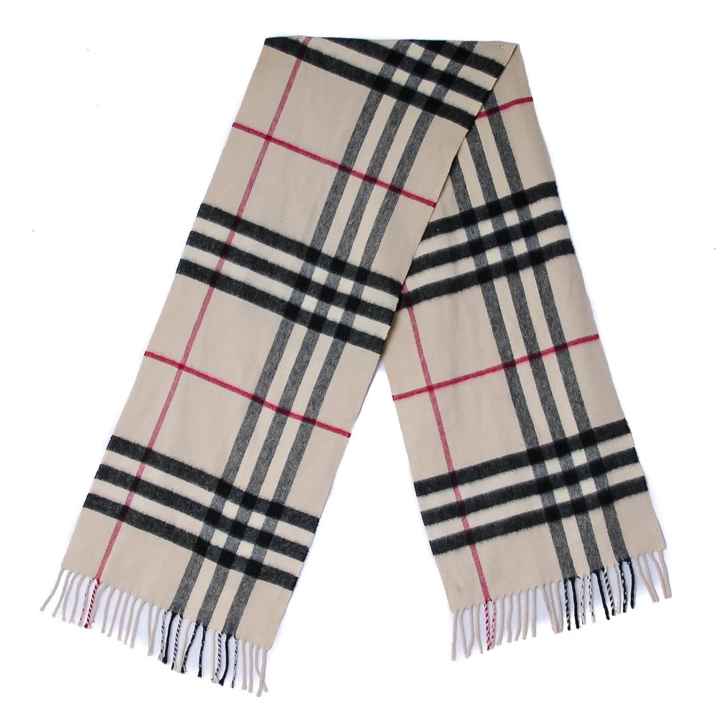 Cashmere Giant Check Scarf Beige
