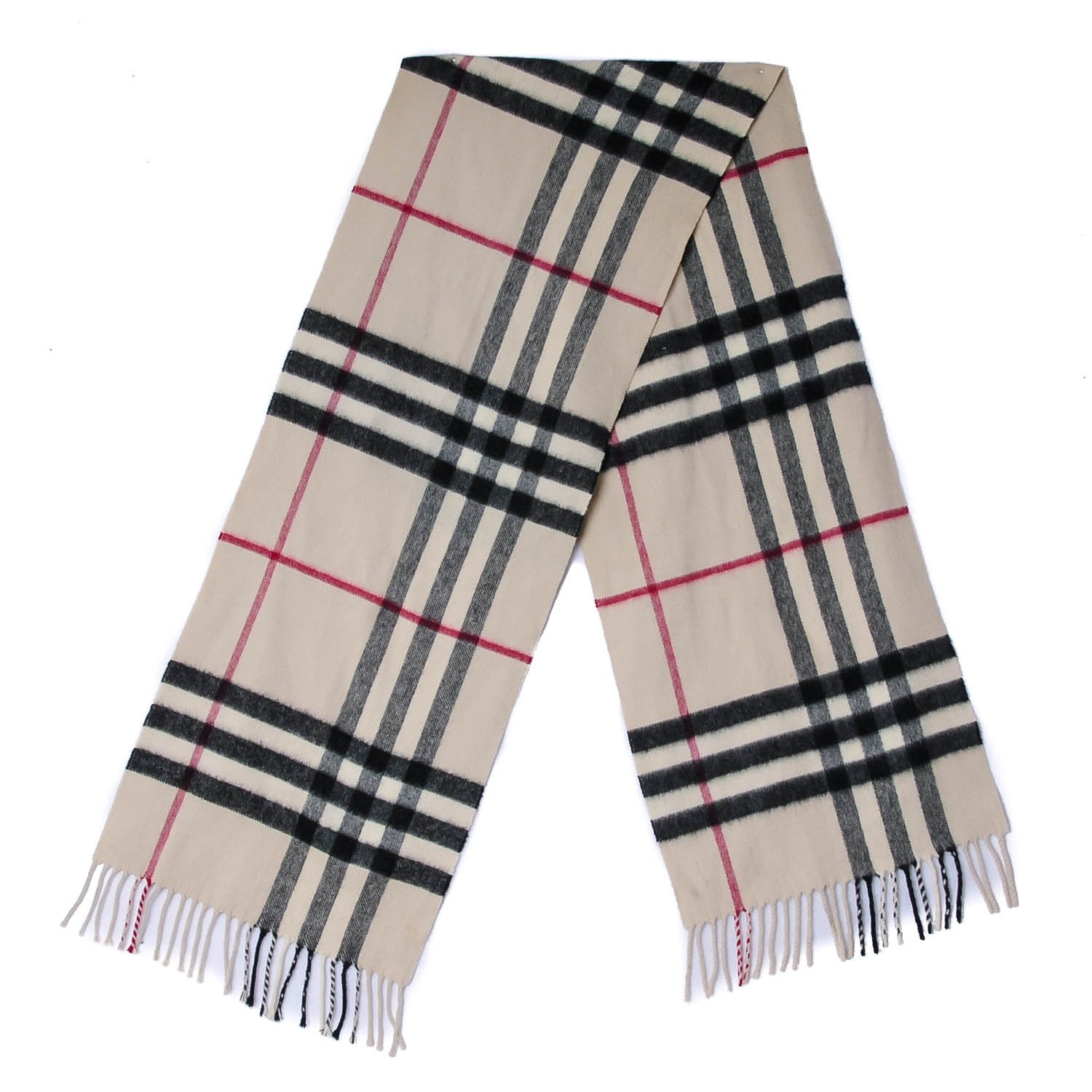 Burberry Cashmere Giant Check Scarf Beige 3 of 4