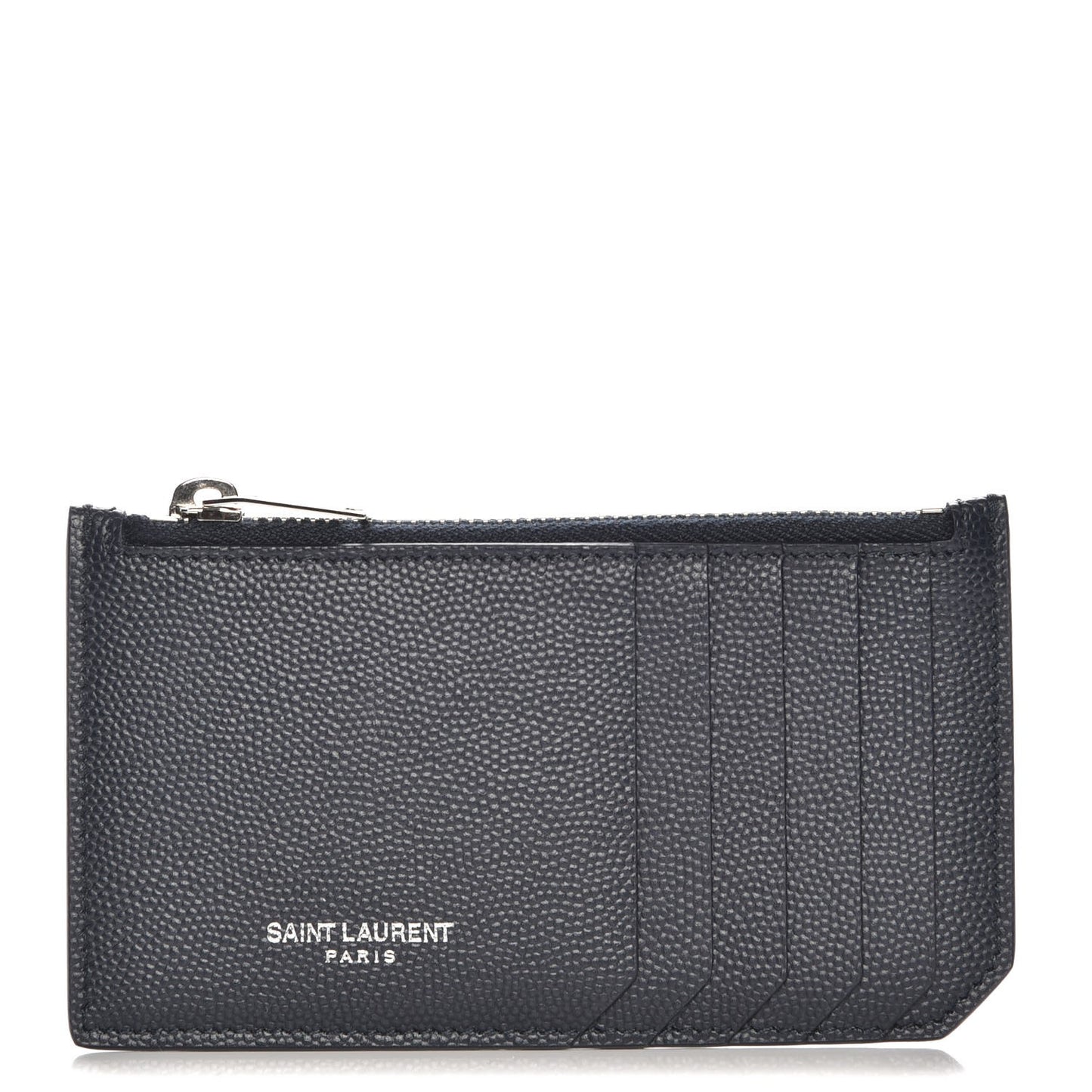 Grained Calfskin 5 Fragments Zip Pouch Card Holder Navy