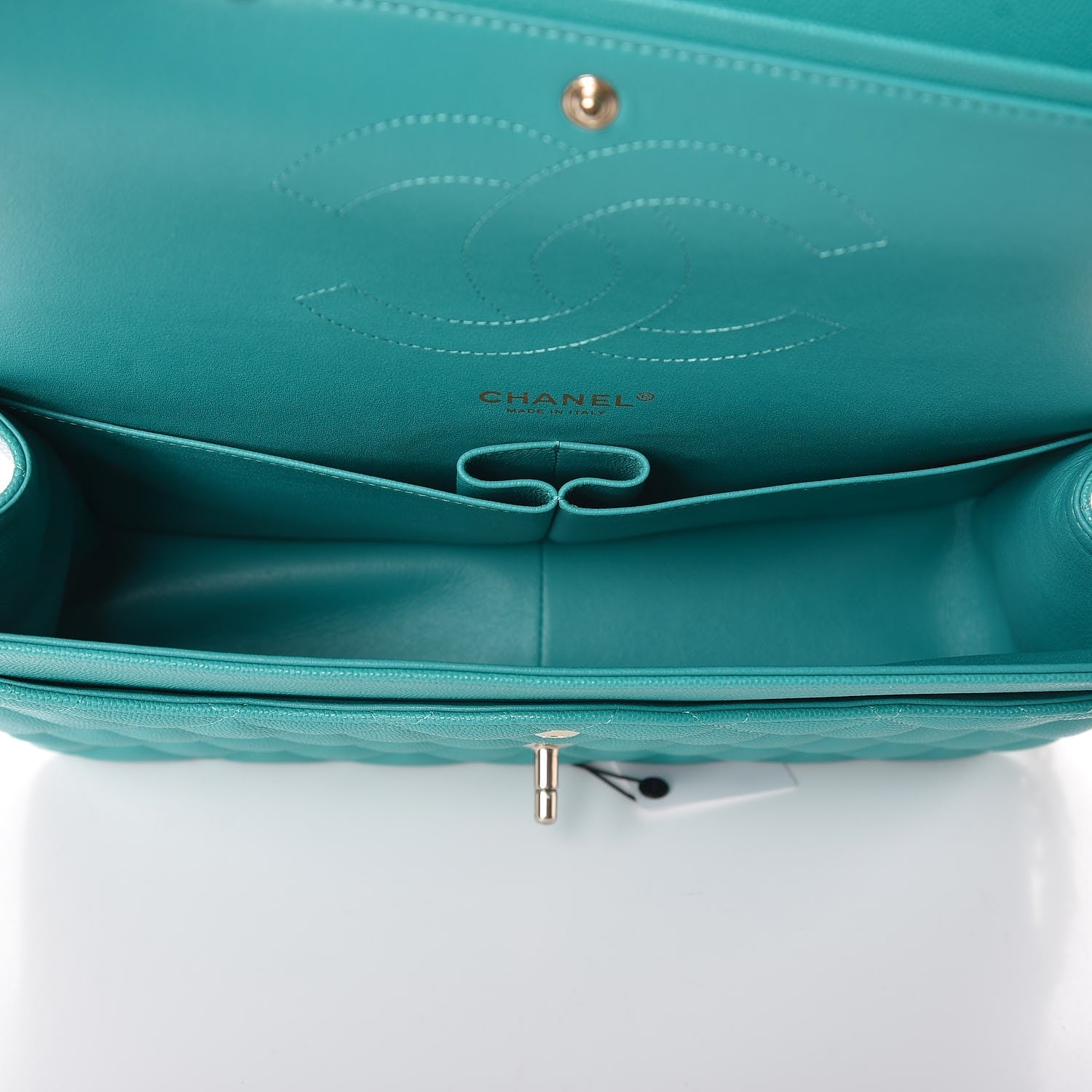 Chanel Caviar Quilted Jumbo Double Flap Turquoise 5 of 8