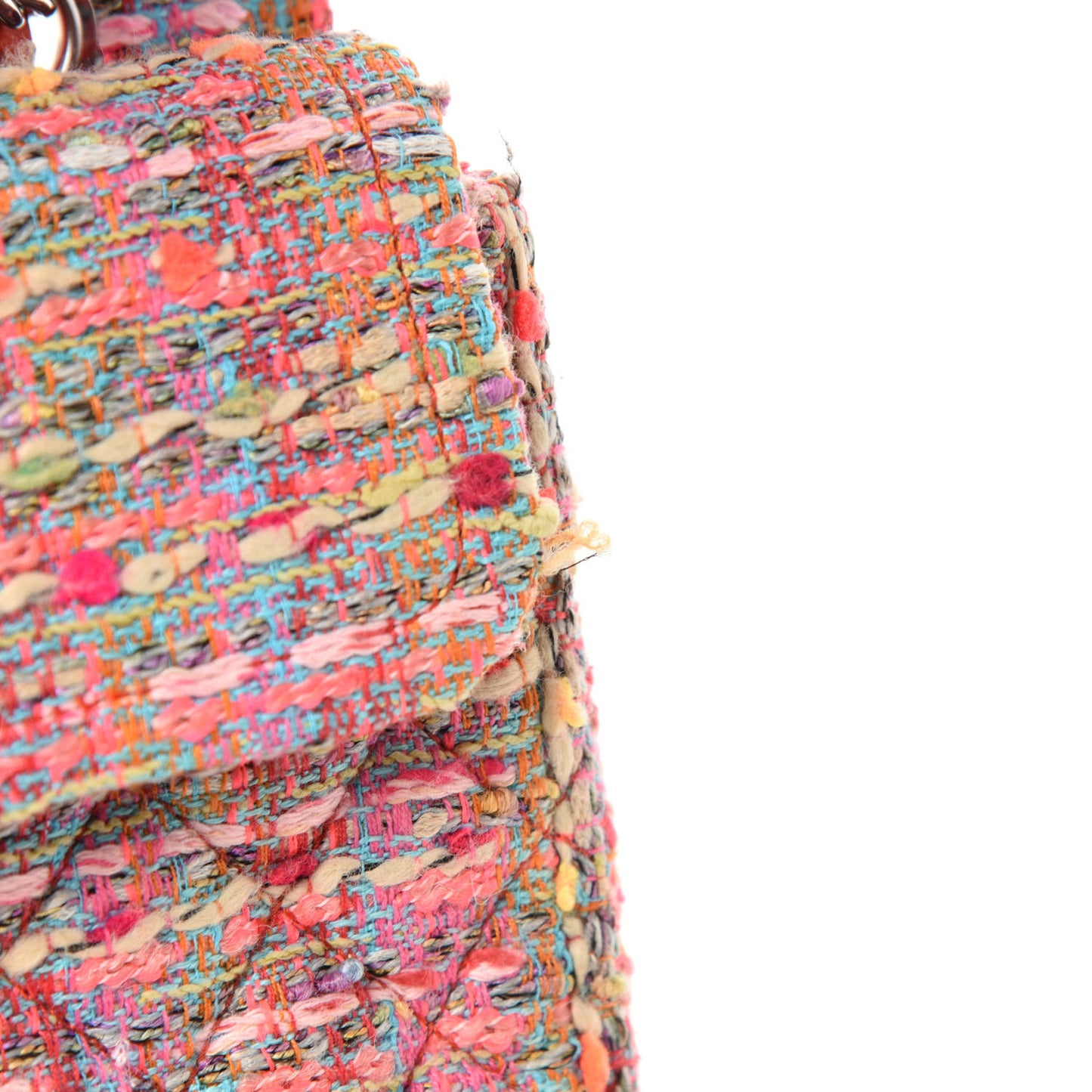 Tweed Quilted Medium Double Flap Pink