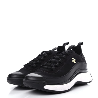 Chanel Velvet Calfskin Mixed Fibers CC Sneakers 38.5 Black 3 of 11