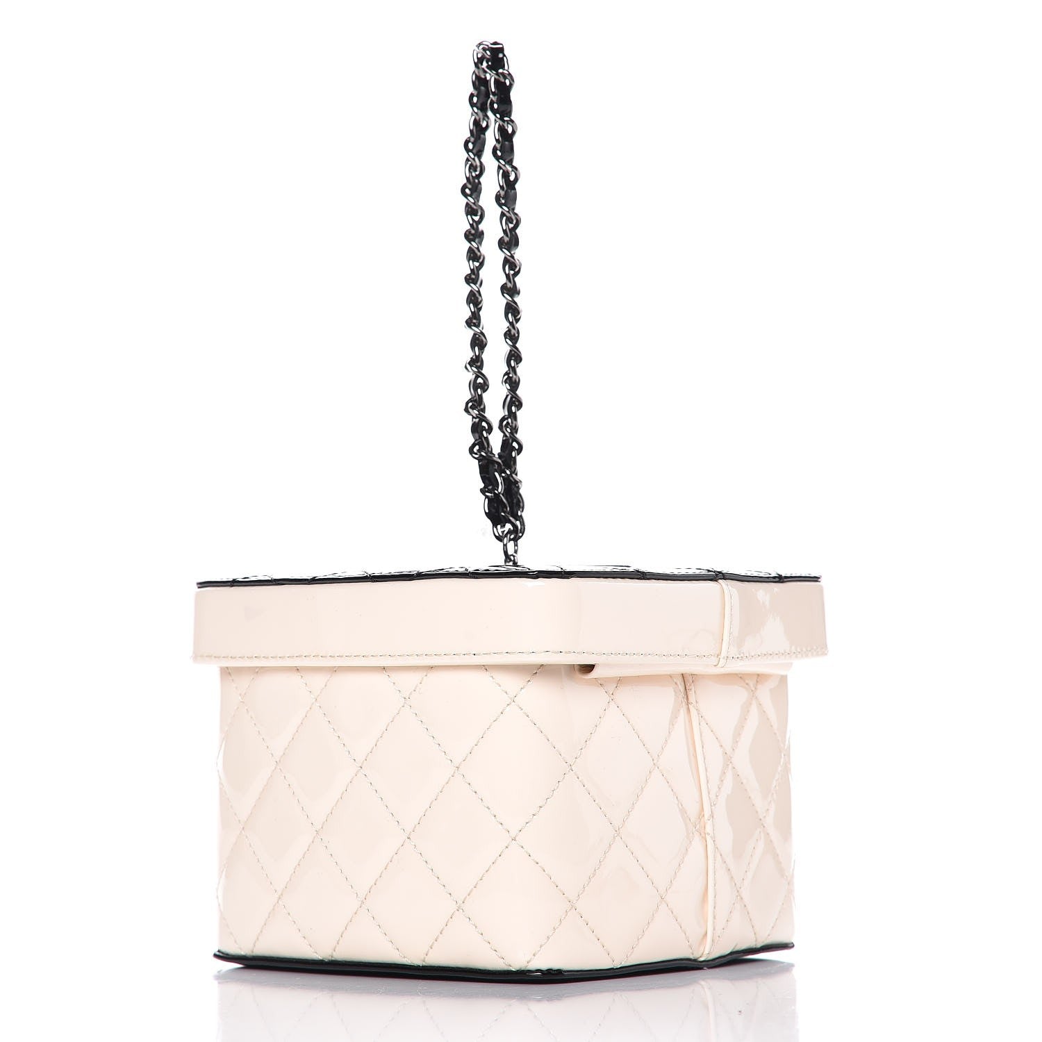 Chanel Patent Calfskin Minaudiere Vanity Case Light Beige Black 4 of 11