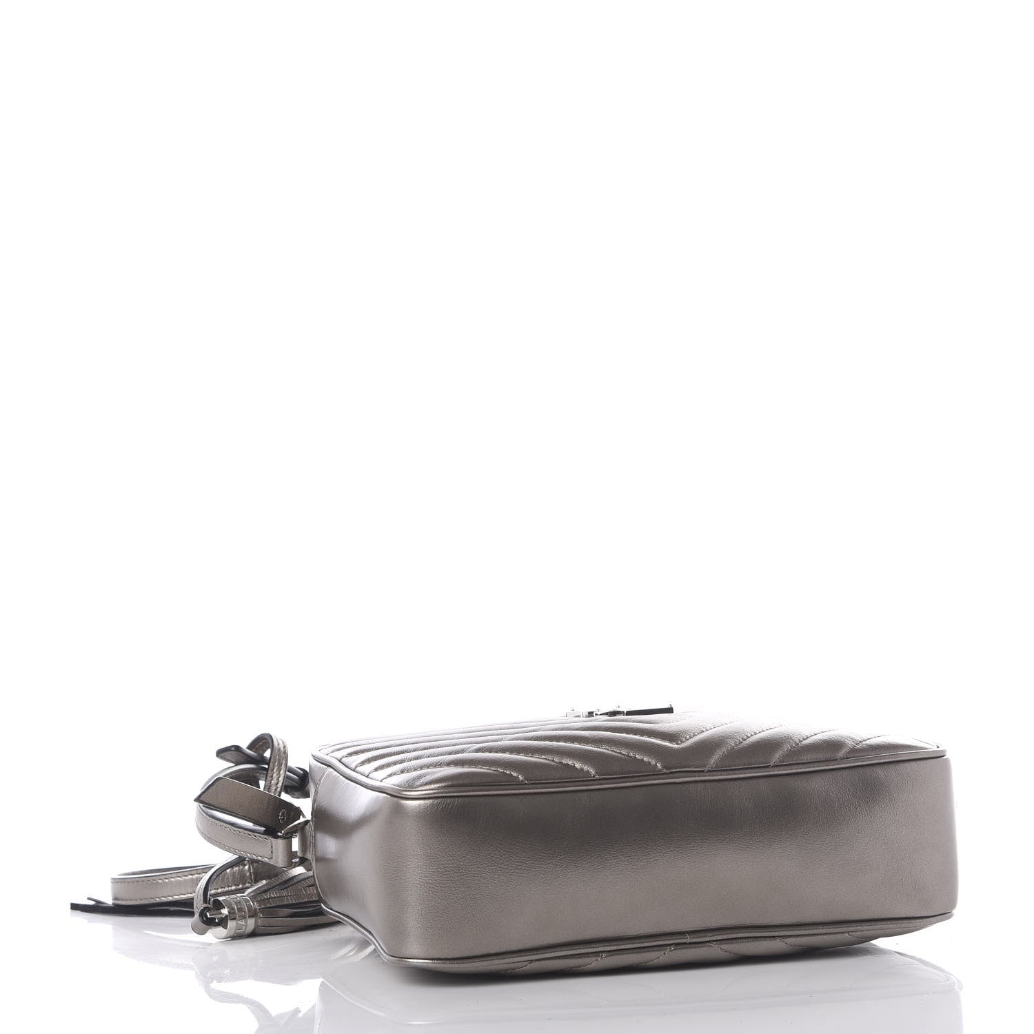 Saint Laurent Metallic Calfskin Matelasse Monogram Lou Camera Bag Silver 3 of 9