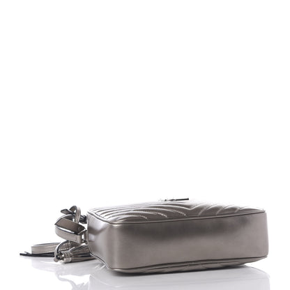 Saint Laurent Metallic Calfskin Matelasse Monogram Lou Camera Bag Silver 3 of 9