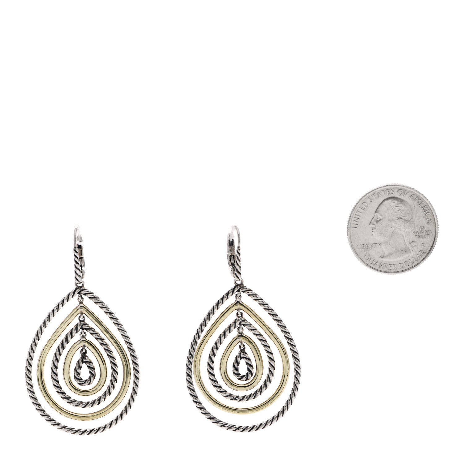 David Yurman Sterling Silver 14K Yellow Gold Mobile Drop Earrings 2 of 5