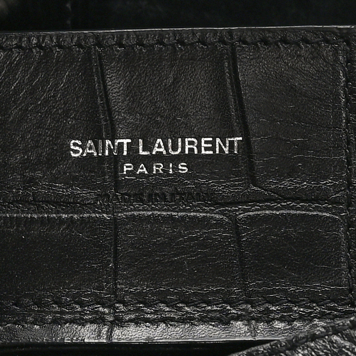 Saint Laurent Calfskin Crocodile Embossed Large Shopper Tote Black 7 of 12