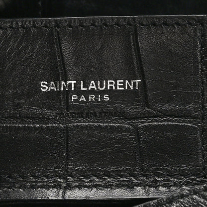 Saint Laurent Calfskin Crocodile Embossed Large Shopper Tote Black 7 of 12