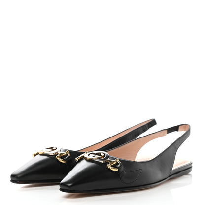 Gucci Malaga Kid Nappa Zumi Slingback Flats 36.5 Black 3 of 10