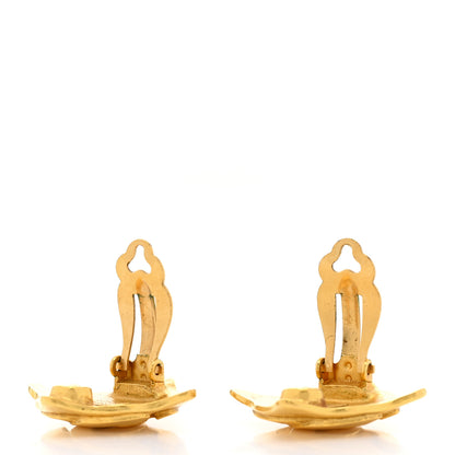 Chanel Metal CC Diamond Shaped Clip On Earrings Gold 4 of 5