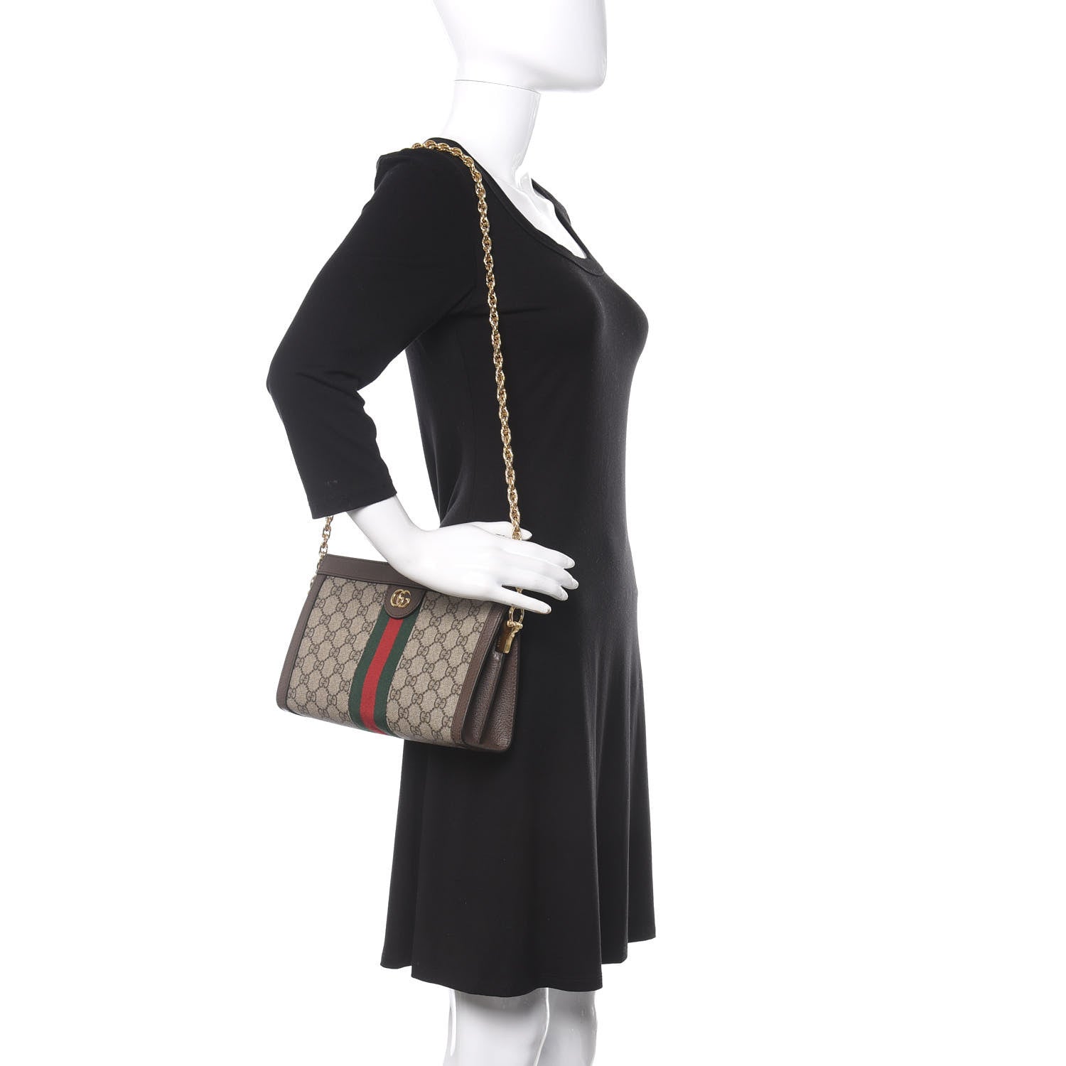 Gucci GG Supreme Monogram Web Small Ophidia Chain Shoulder Bag Brown 2 of 12