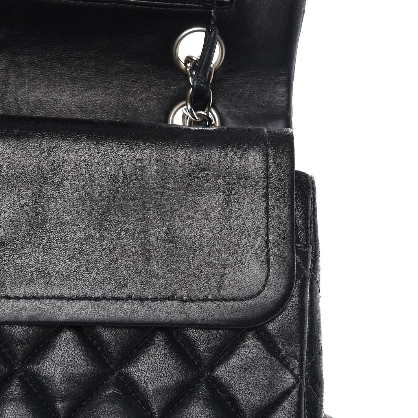 Lambskin Quilted Medium Double Flap Black