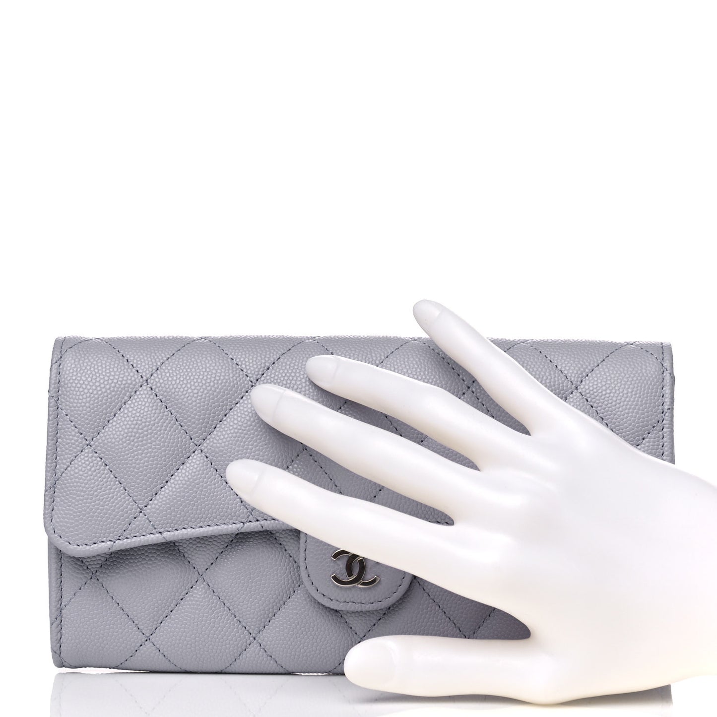 Caviar Quilted Large Flap Wallet Light Purple