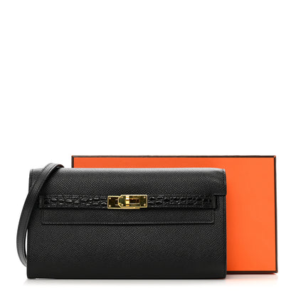 Hermes Epsom Shiny Alligator Touch Kelly Wallet To Go Black 9 of 9