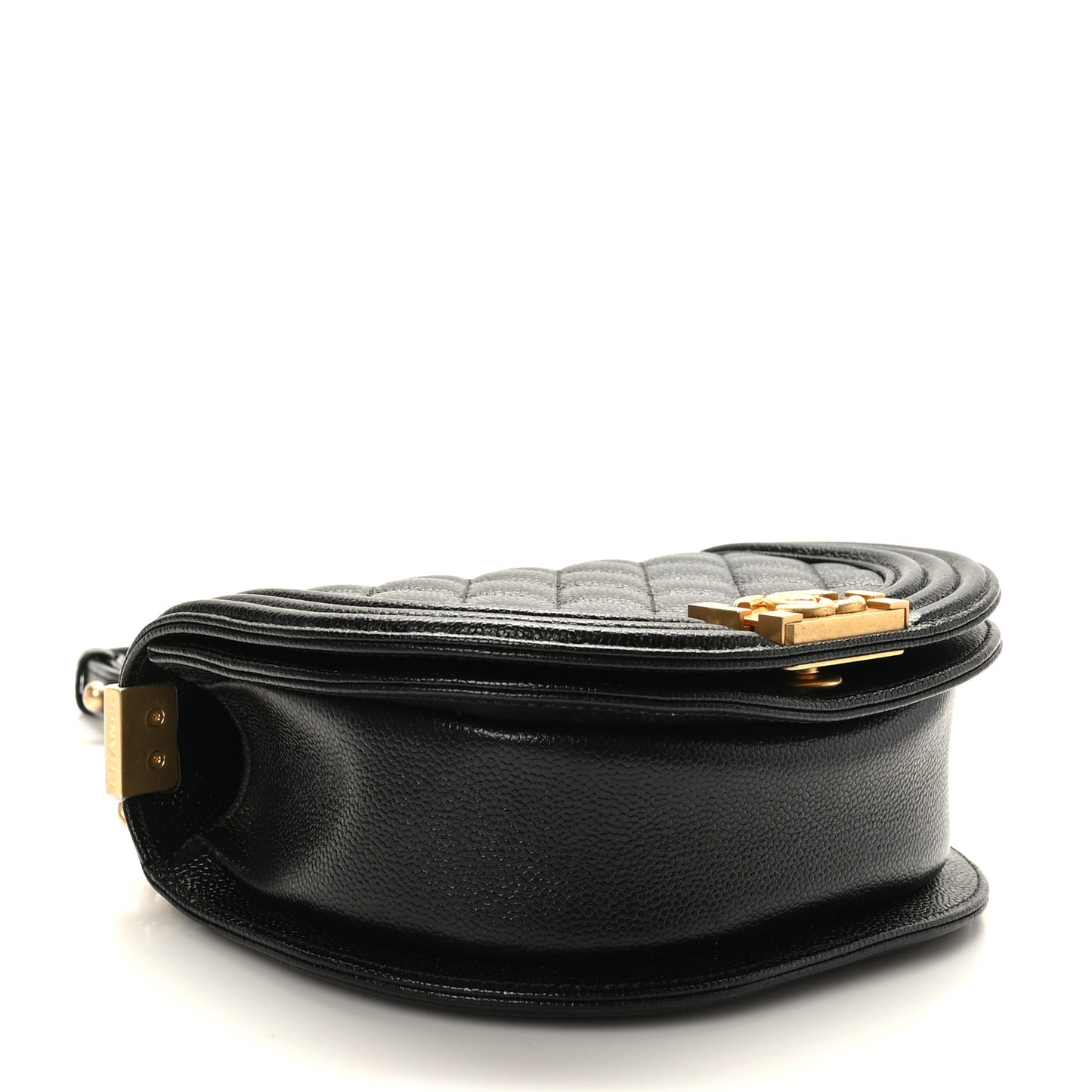 Caviar Quilted Small Boy Messenger Bag Black